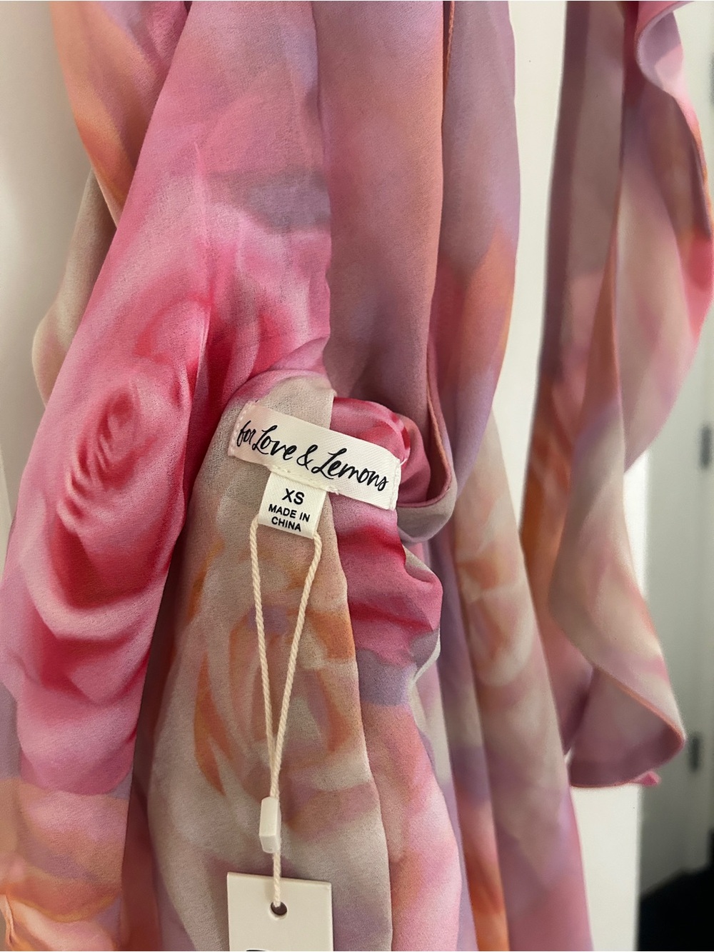 For Love & Lemons Pink and Peach Floral Slip Dress - Picture 3 of 5